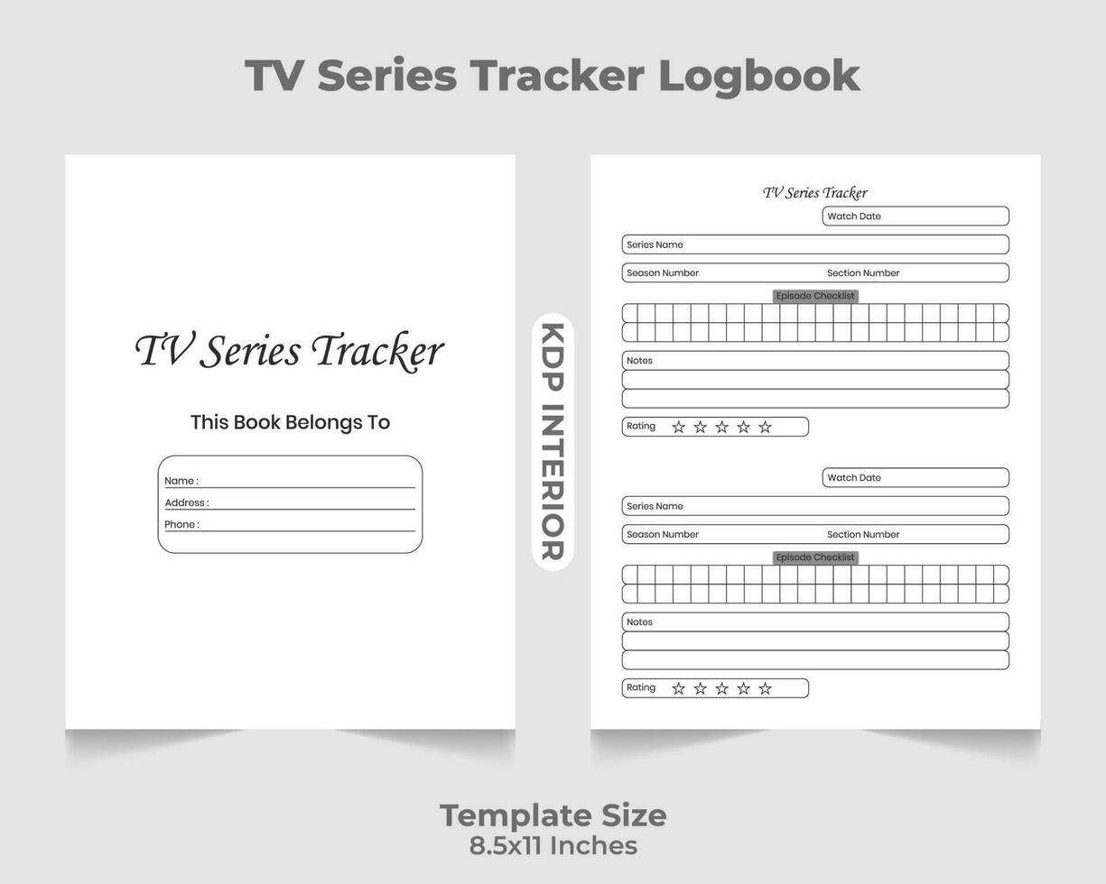 Fernseher Serie Tracker Logbuch kdp Innere vektor