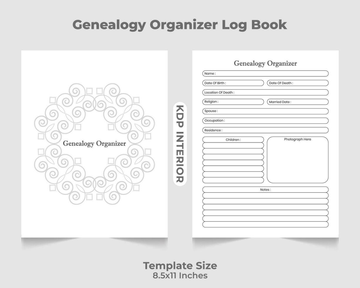 Genealogie Veranstalter Log Buch kdp Innere vektor