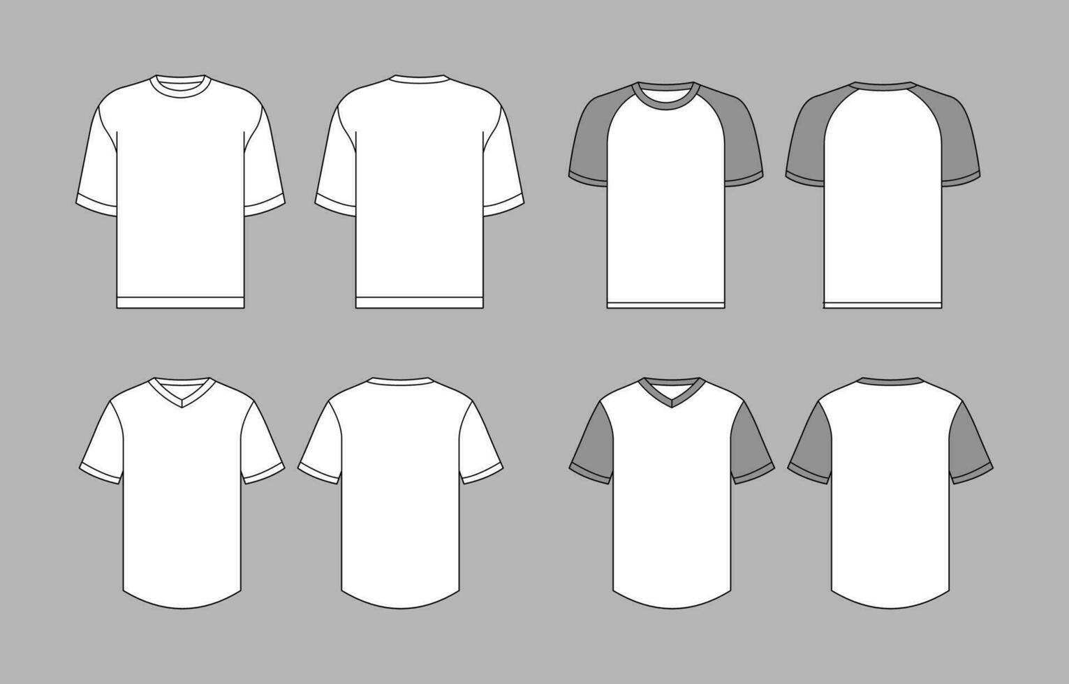 verschiedene Weiß T-Shirt spotten oben Vorlage vektor