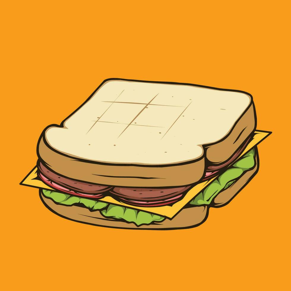 Sandwich mit Käse und Rindfleisch vektor