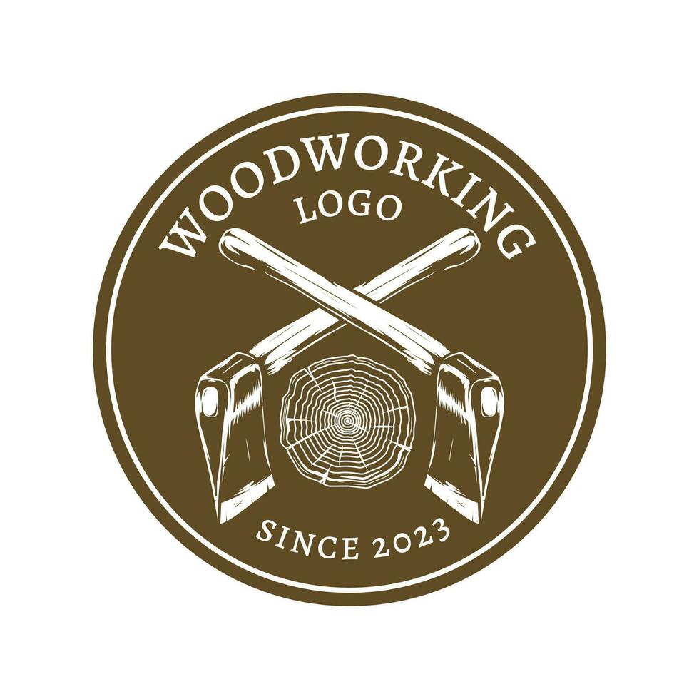 Holz Arbeiten Jahrgang Logo Design vektor