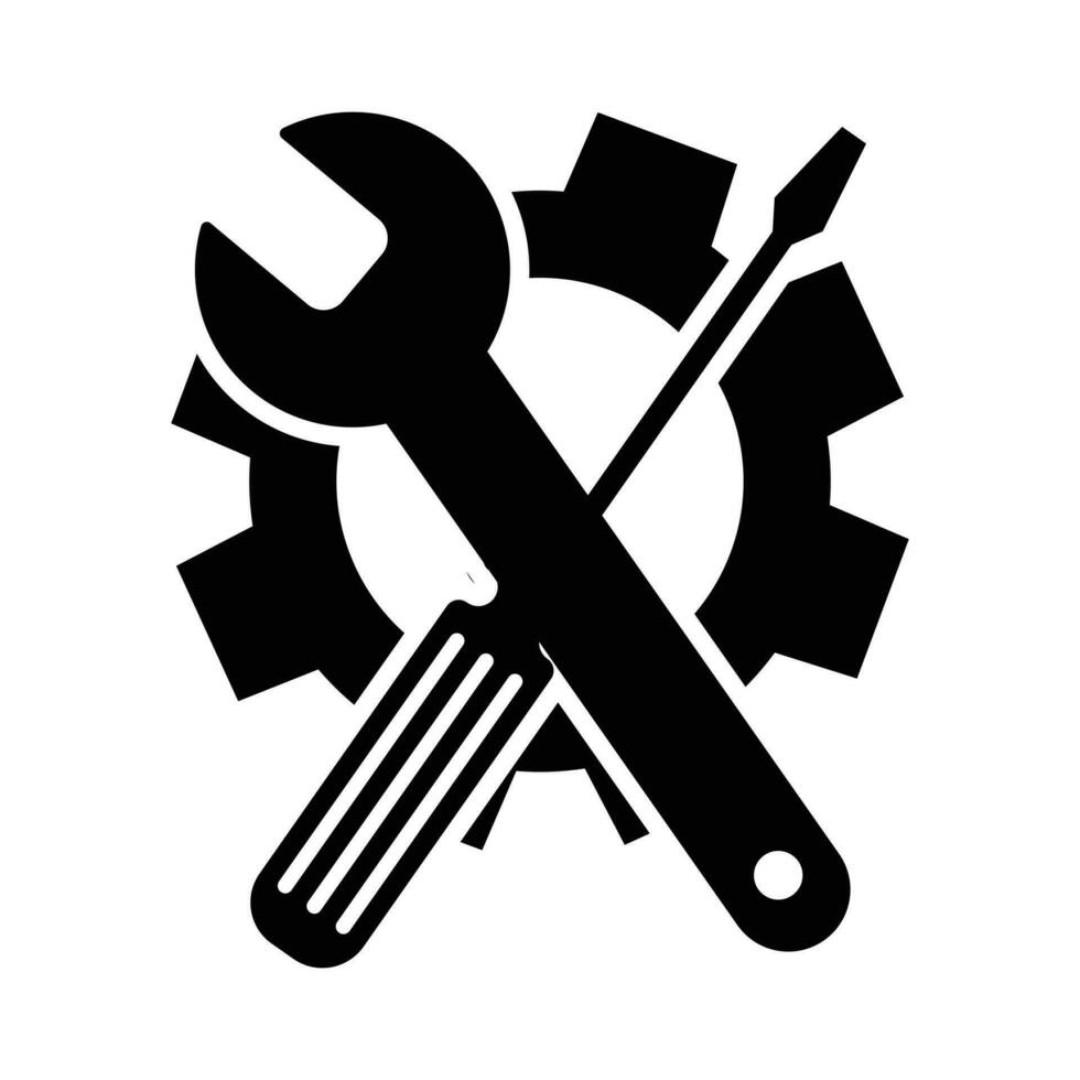 Instandhaltung Symbol mit Schraubendreher und Ausrüstung Vektor isoliert Weiß