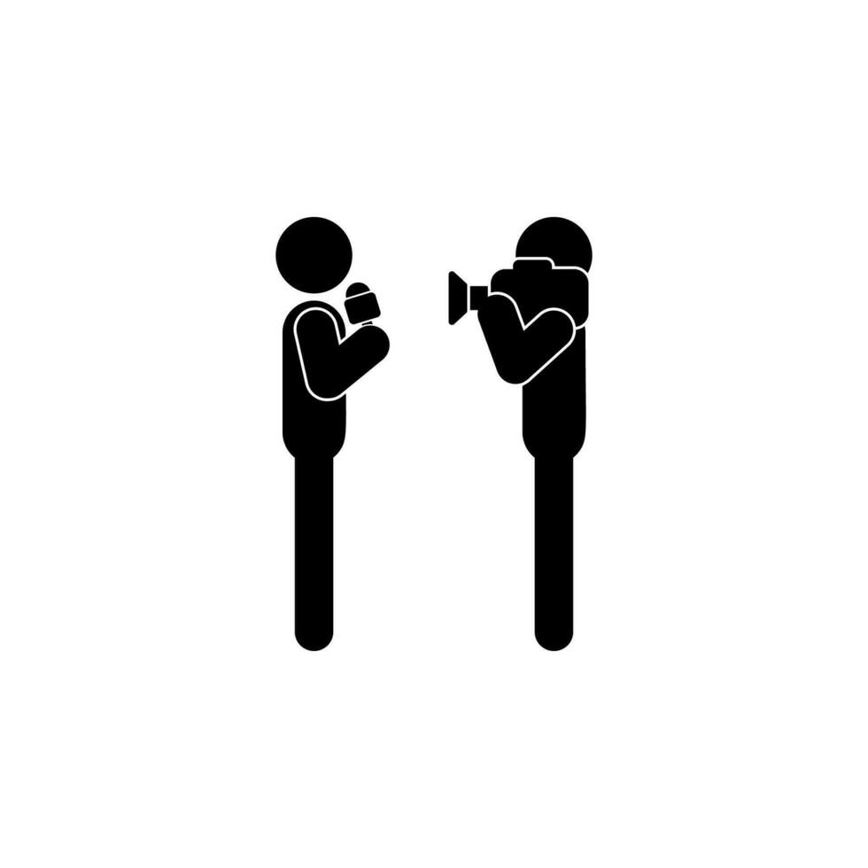 Reporter, Mikrofon, Kamera Vektor Symbol Illustration