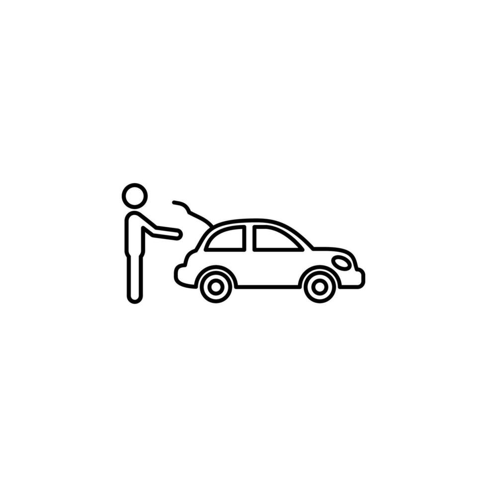 ein Mann mit ein öffnen Kofferraum von ein Auto Vektor Symbol Illustration