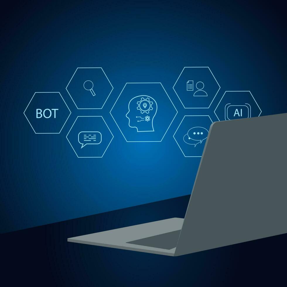 ai innovation av artificiell intelligens. ai genomförande och operativ Stöd. elektronisk sinne. företag, modern teknologi, internet och nätverk teknologi vektor