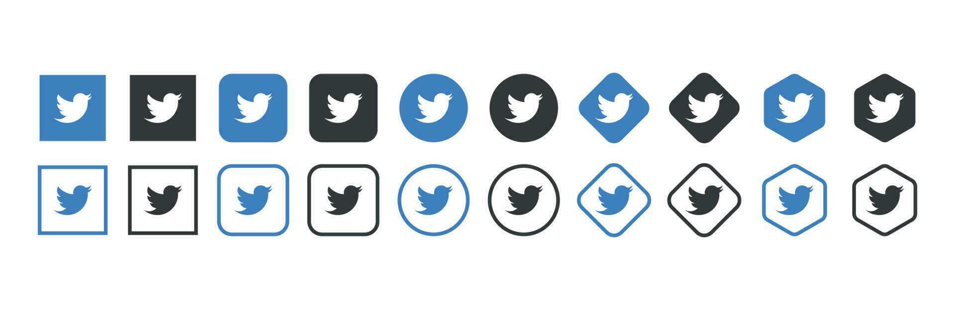 Twitter Logo Symbol im verschiedene Formen, Sozial Medien Symbol vektor