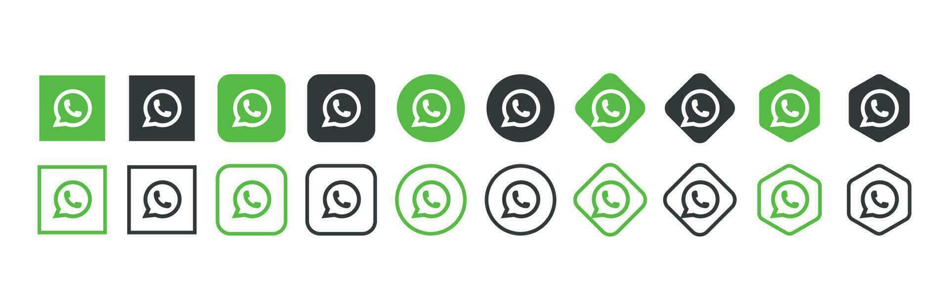 WhatsApp Logo Symbol im verschiedene Formen, Sozial Medien Symbol vektor