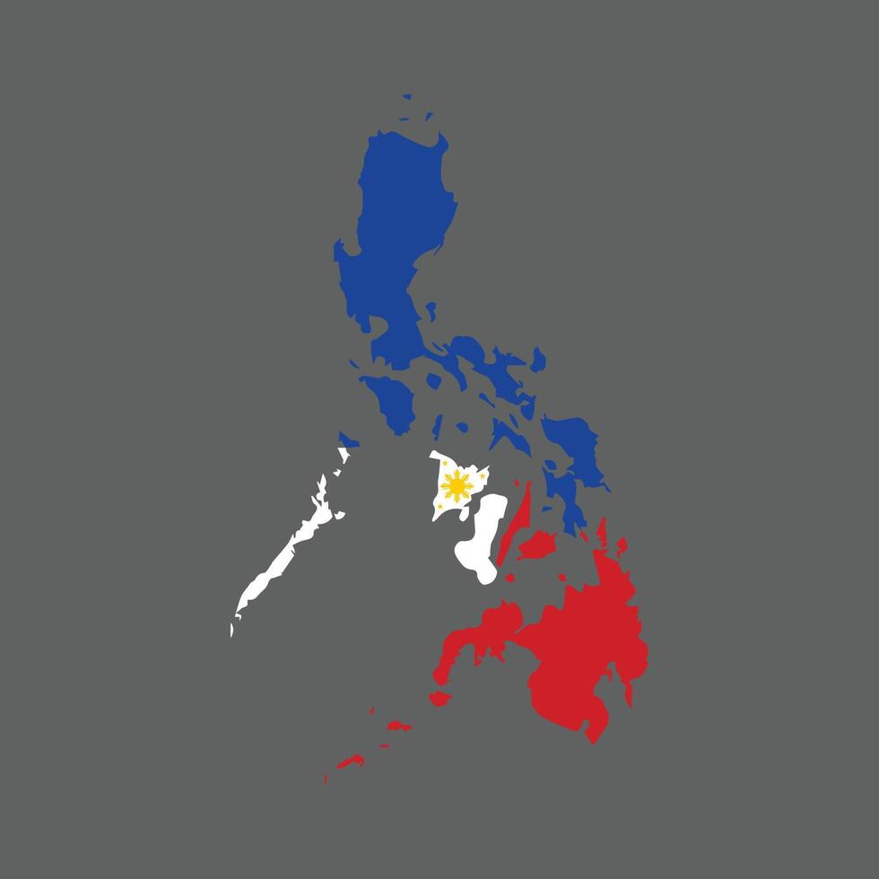 filippinerna Karta med nationell flagga på grå bakgrund. vektor illustration.