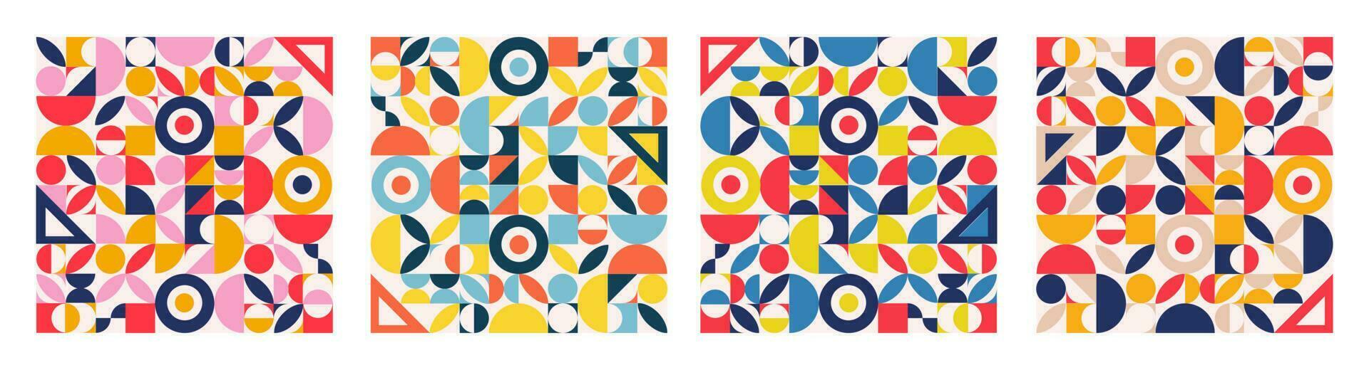 einstellen von Geometrie minimalistisch Kunstwerk Poster mit einfach gestalten und Figur. abstrakt Vektor Muster Design im skandinavisch Stil zum Netz Banner, Geschäft Präsentation, branding Paket, Stoff drucken,