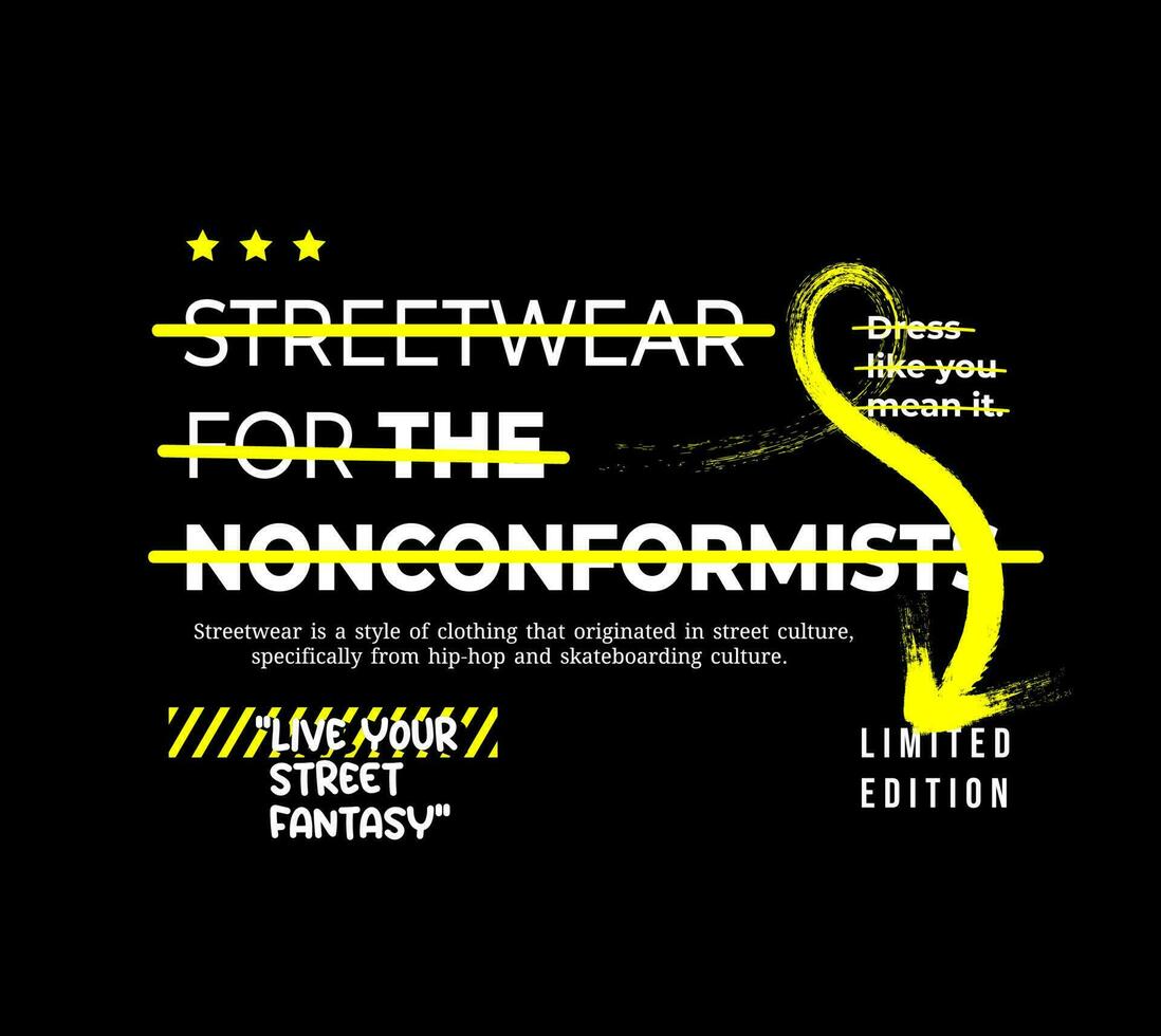 streetwear, urban stil, höft hopp, text slogan. vektor mönster design. för skärm utskrift t-shirts, jackor, eller affischer.