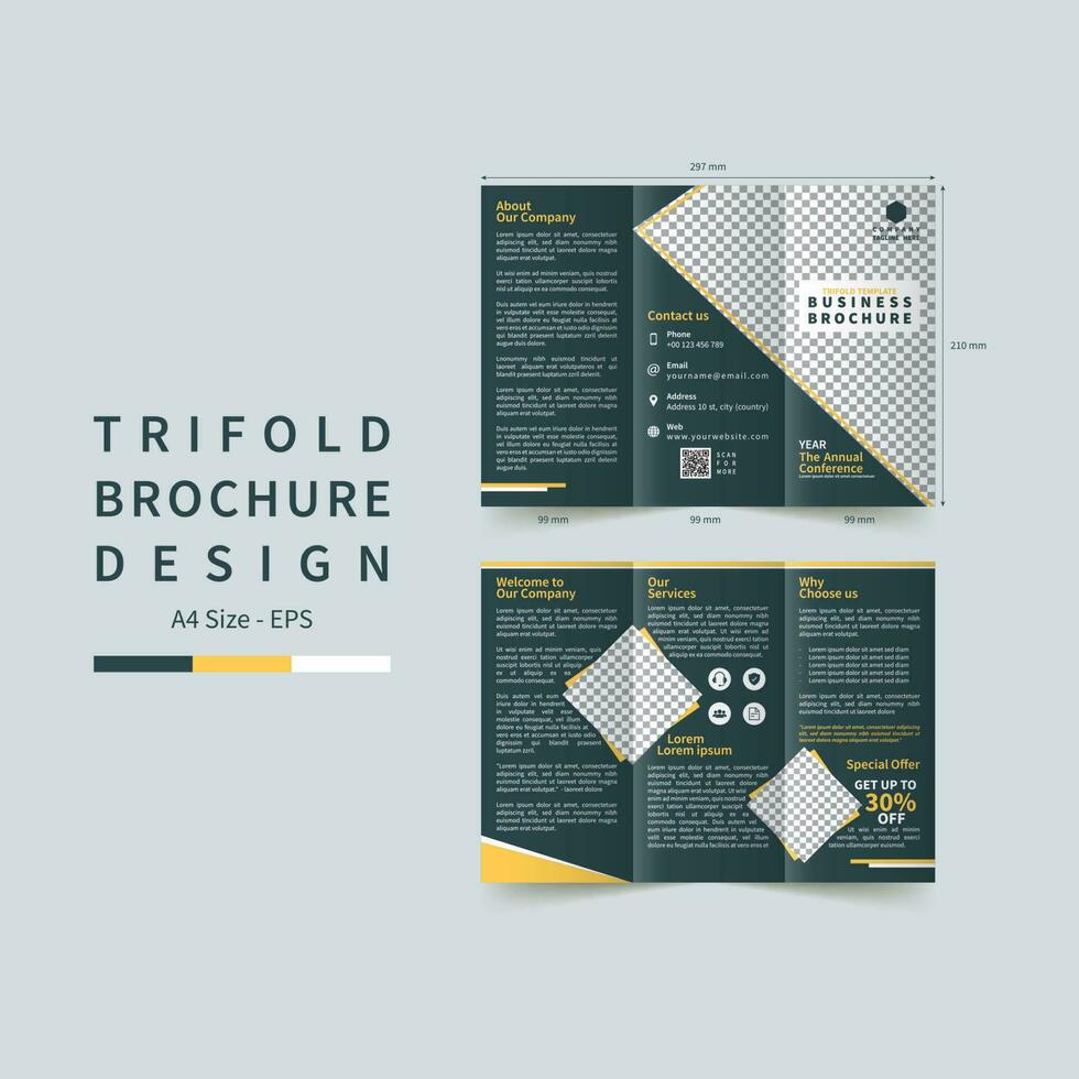 a4 trifold broschyr design mall vektor