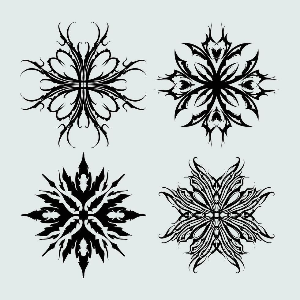 Blume Element tätowieren Stammes- Clip Kunst Mandala Sonne Auge fangen Jahrgang Ornament Mystiker Muster editierbar vektor