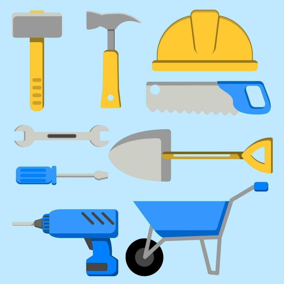 arbetskraft verktyg vektor illustration. uppsättning av arbetskraft verktyg. arbetstagare verktyg ikon för design industri, konstruktion eller fabrik. arbetskraft dag grafisk resurs. industriell Utrustning ark