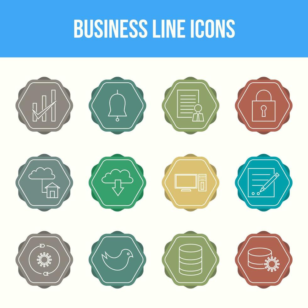 einzigartige Business-Line-Icon-Set vektor