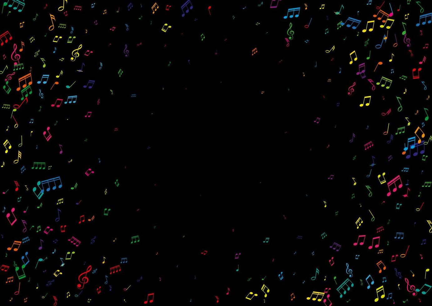 abstrakt bakgrund med färgrik musik anteckningar gräns vektor