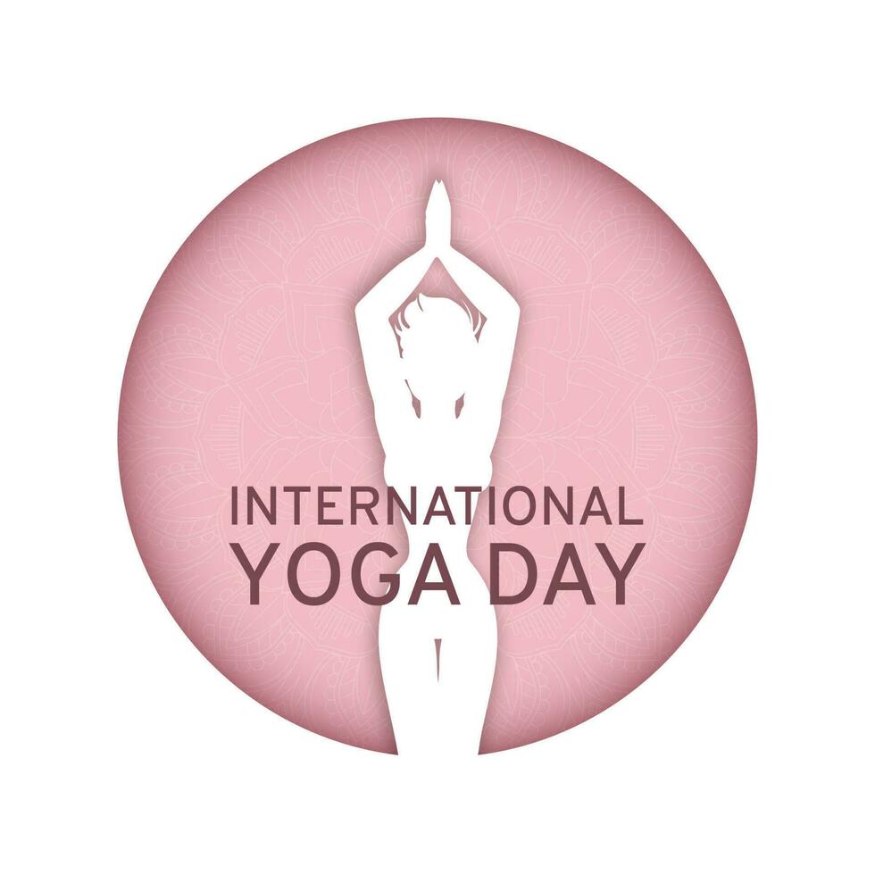 internationell yoga dag bakgrund med dekorativ mandala design vektor