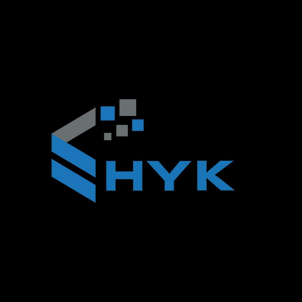 hyk-Buchstaben-Logo-Design auf schwarzem Hintergrund. hyk kreative Initialen schreiben Logo-Konzept. Hyk-Briefgestaltung. vektor