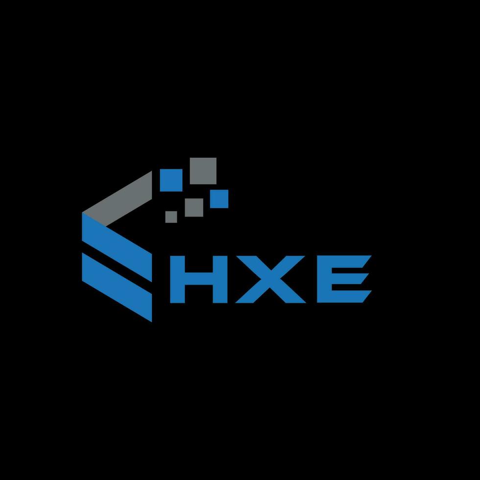 hxe-Buchstaben-Logo-Design auf schwarzem Hintergrund. hxe kreatives Initialen-Buchstaben-Logo-Konzept. hxe Briefgestaltung. vektor