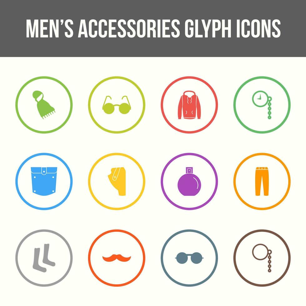 Einzigartiges Vektor-Glyphen-Icon-Set für Accessoires für Herren vektor