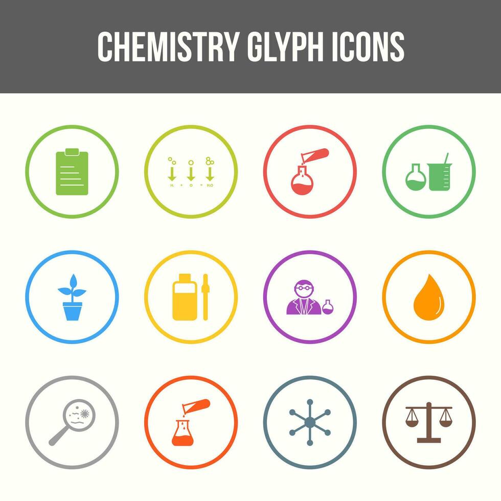 einzigartiges Chemie-Vektor-Glyphen-Icon-Set vektor