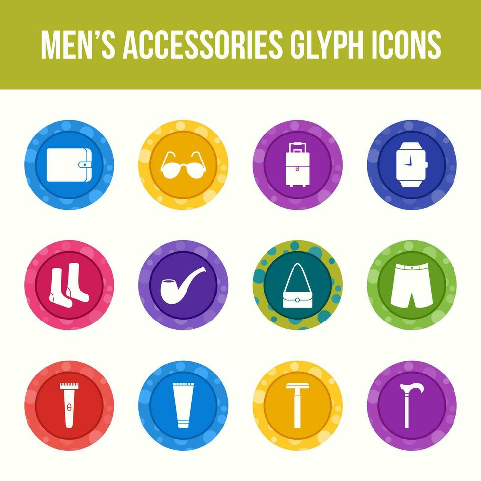 Einzigartiges Vektor-Glyphen-Icon-Set für Accessoires für Herren vektor