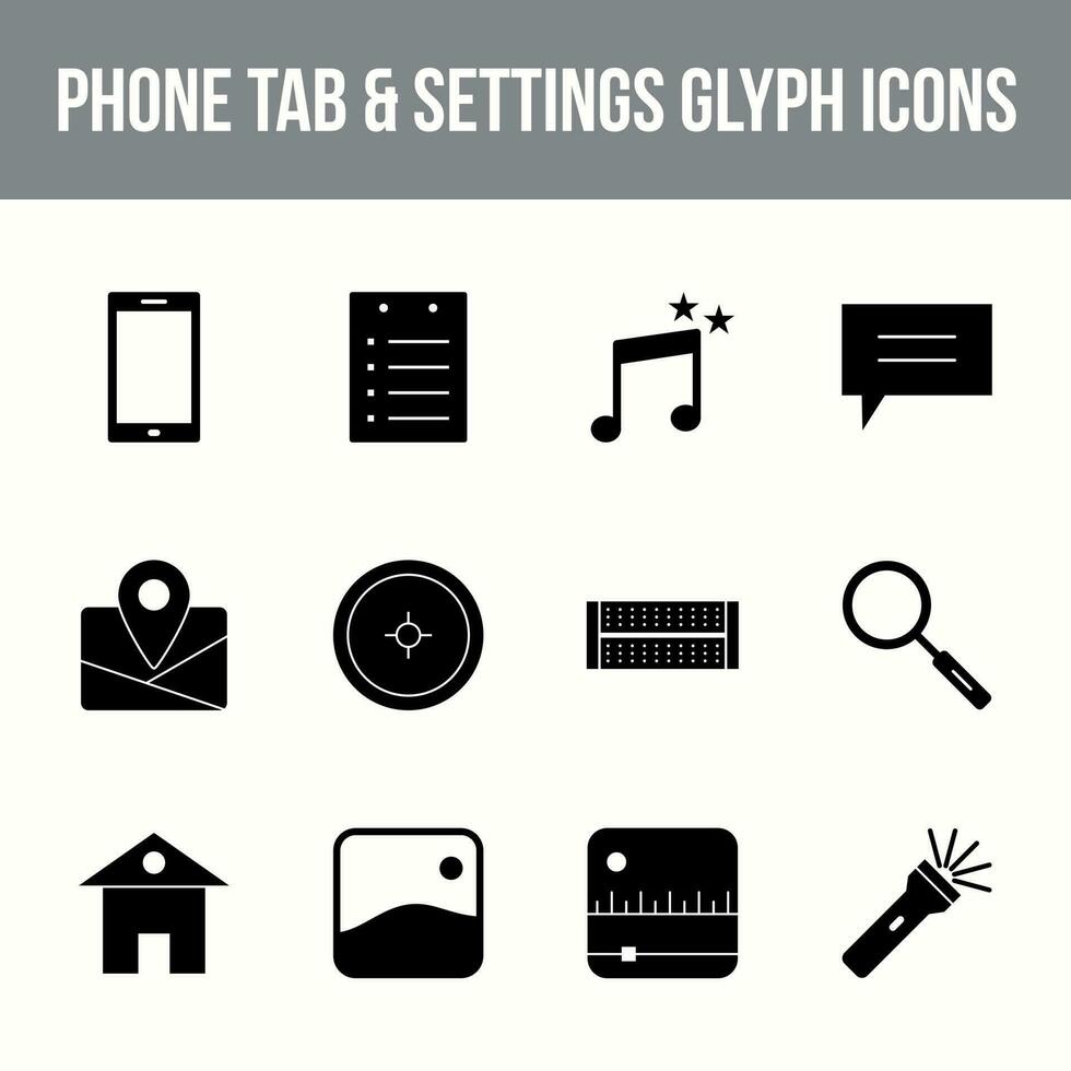 einzigartig Telefon Tab und die Einstellungen Vektor Glyphe Symbol einstellen