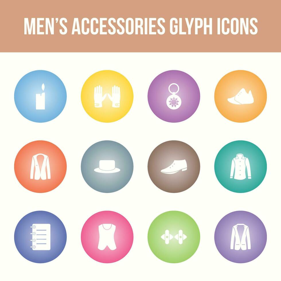 Einzigartiges Vektor-Glyphen-Icon-Set für Accessoires für Herren vektor