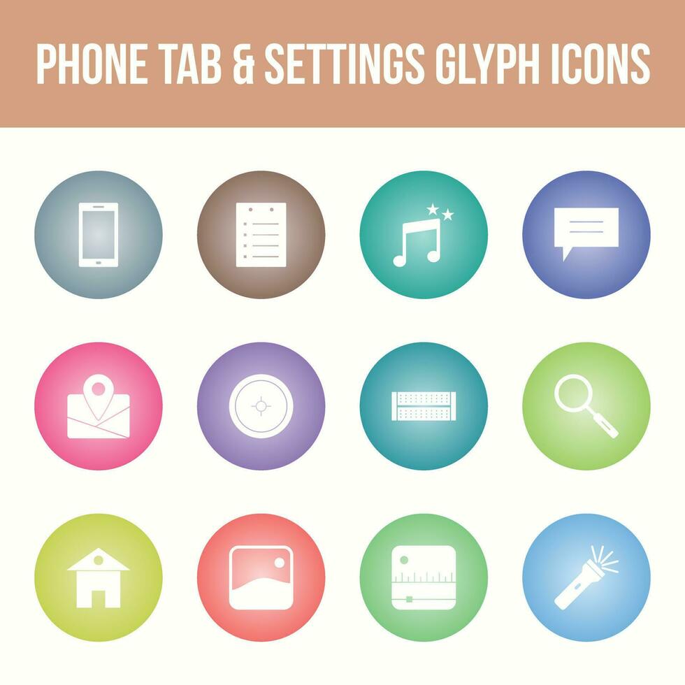 einzigartig Telefon Tab und die Einstellungen Vektor Glyphe Symbol einstellen