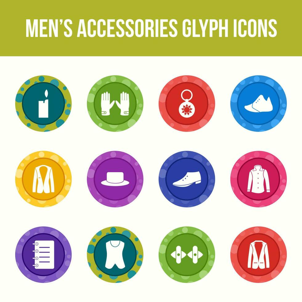 Einzigartiges Vektor-Glyphen-Icon-Set für Accessoires für Herren vektor