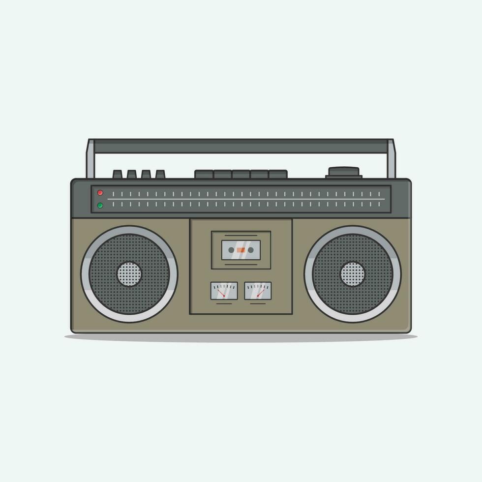 retro Boombox Design Band Recorder Kassette Spieler retro Jahrgang 90er Jahre 80er Jahre Nostalgie Musik- Radio Bahnhof vektor
