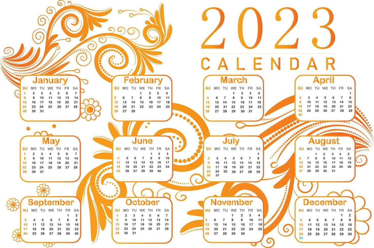 2023 Kalender - - Kalender vektor