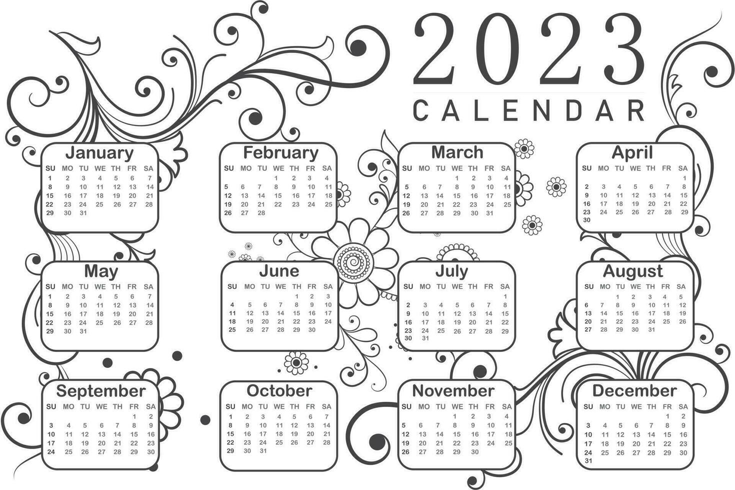 2023 Kalender - - Kalender vektor