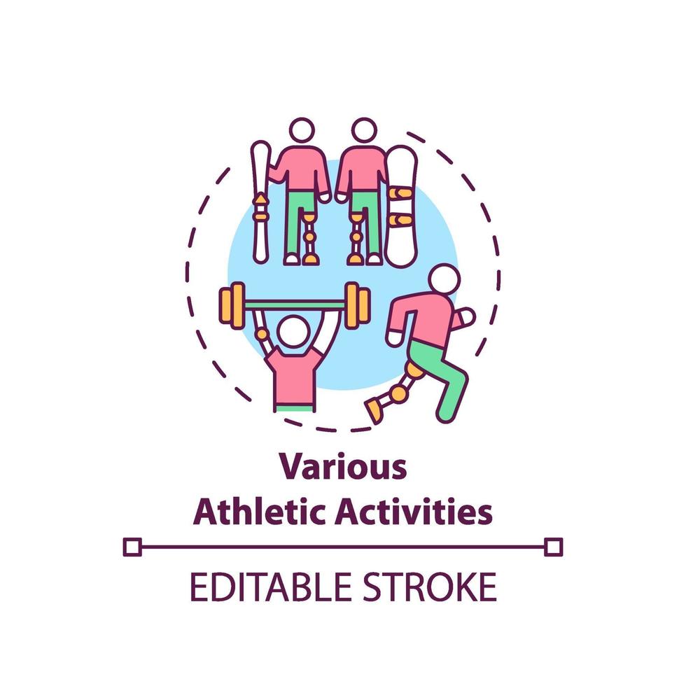 olika atletiska aktiviteter koncept ikon vektor