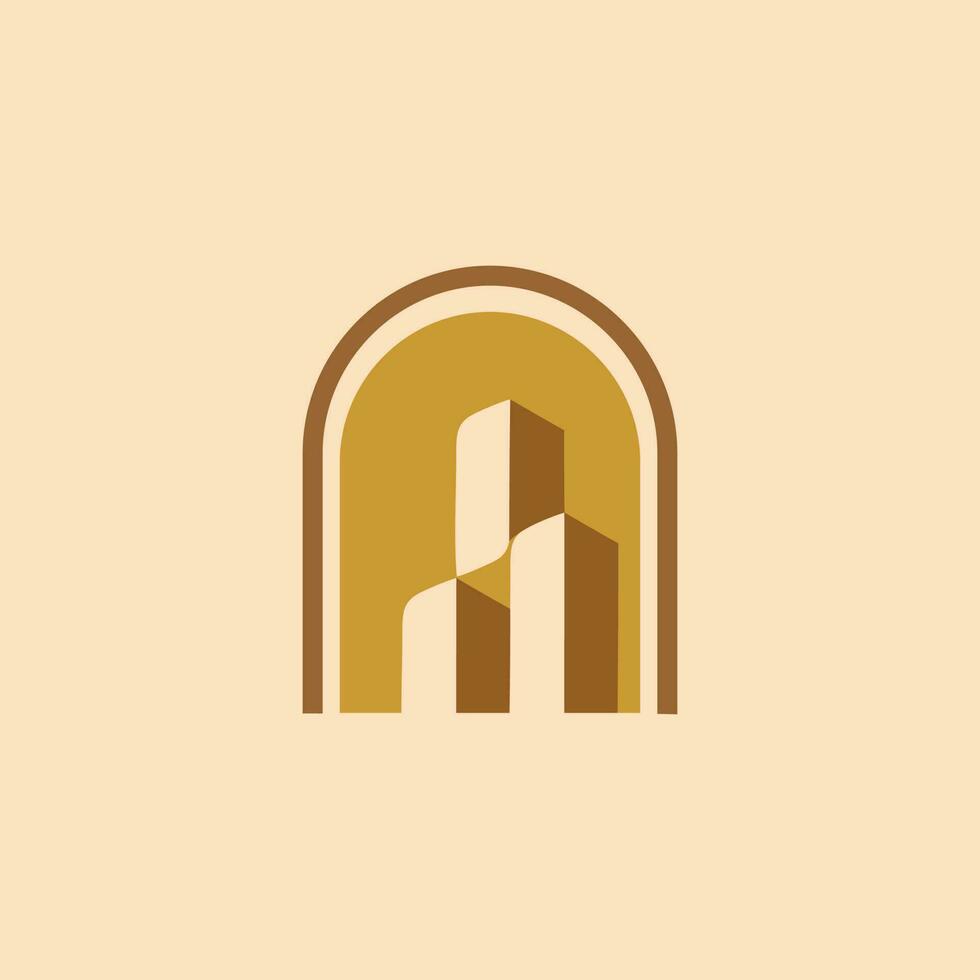 Italienisch klassisch Gebäude echt Nachlass Logo Design, , Gebäude Logo Design. Symbol von ein echt Nachlass Gebäude im Gold und braun Farben zum ein Wohn oder Wohnung Geschäft mit ein klassisch Konzept vektor