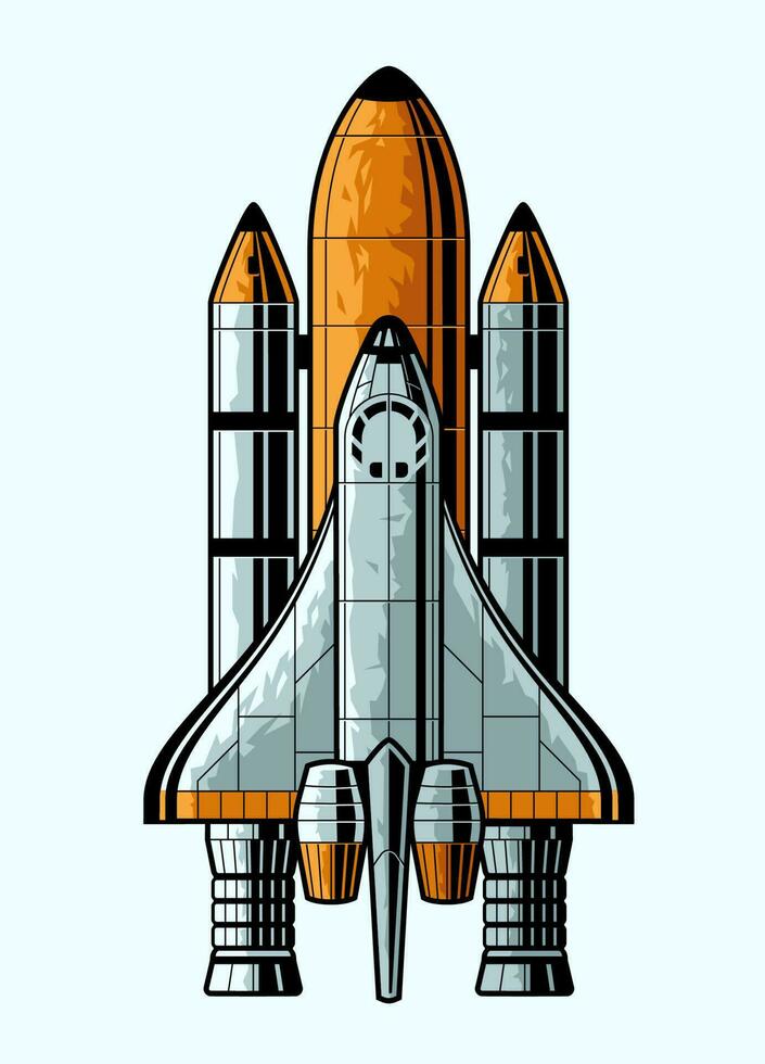 Plats shuttle raket med raket bärraket vektor