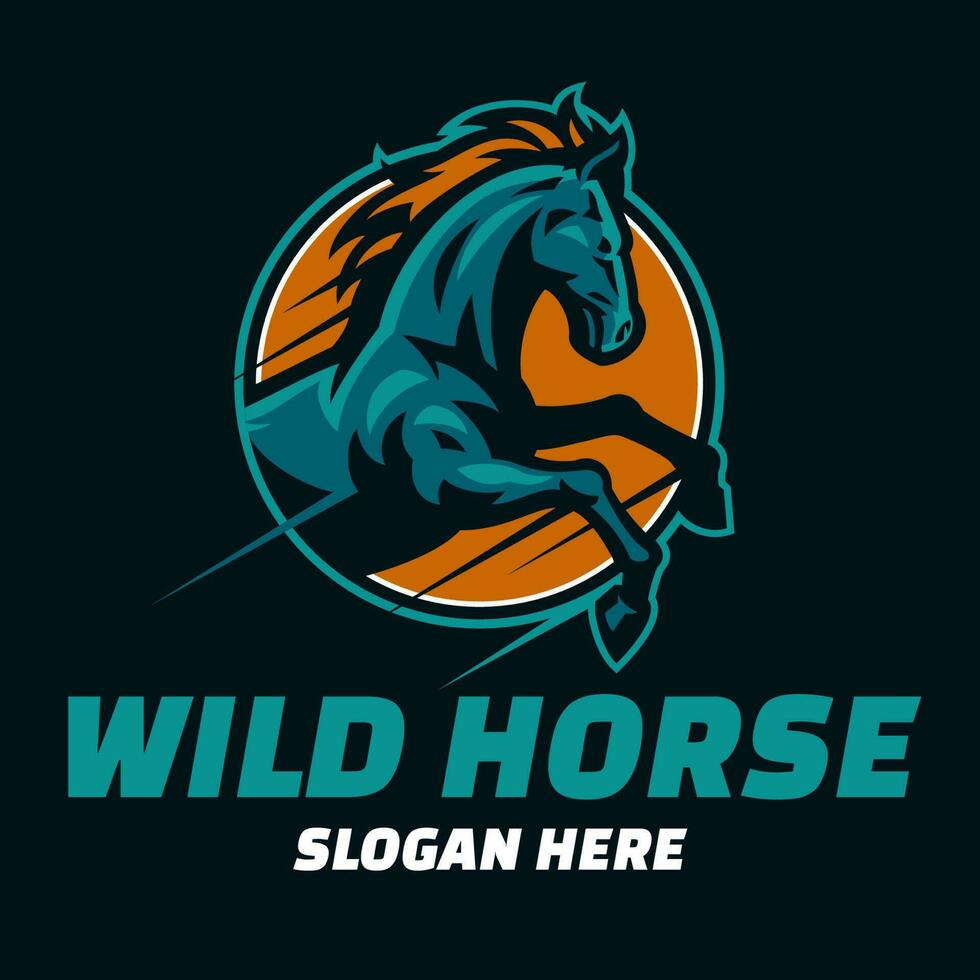 snabb vild häst maskot logotyp vektor
