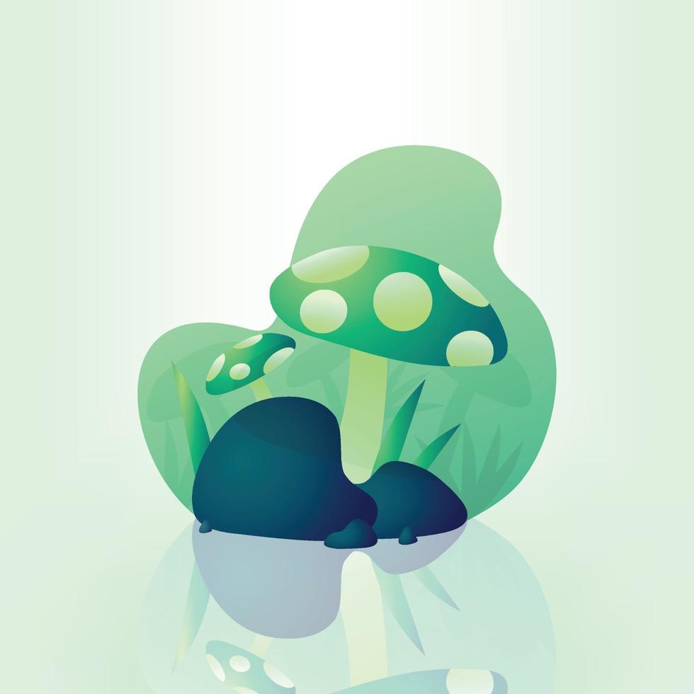 Vektorillustration von Pilzen mit grüner Farbe vektor
