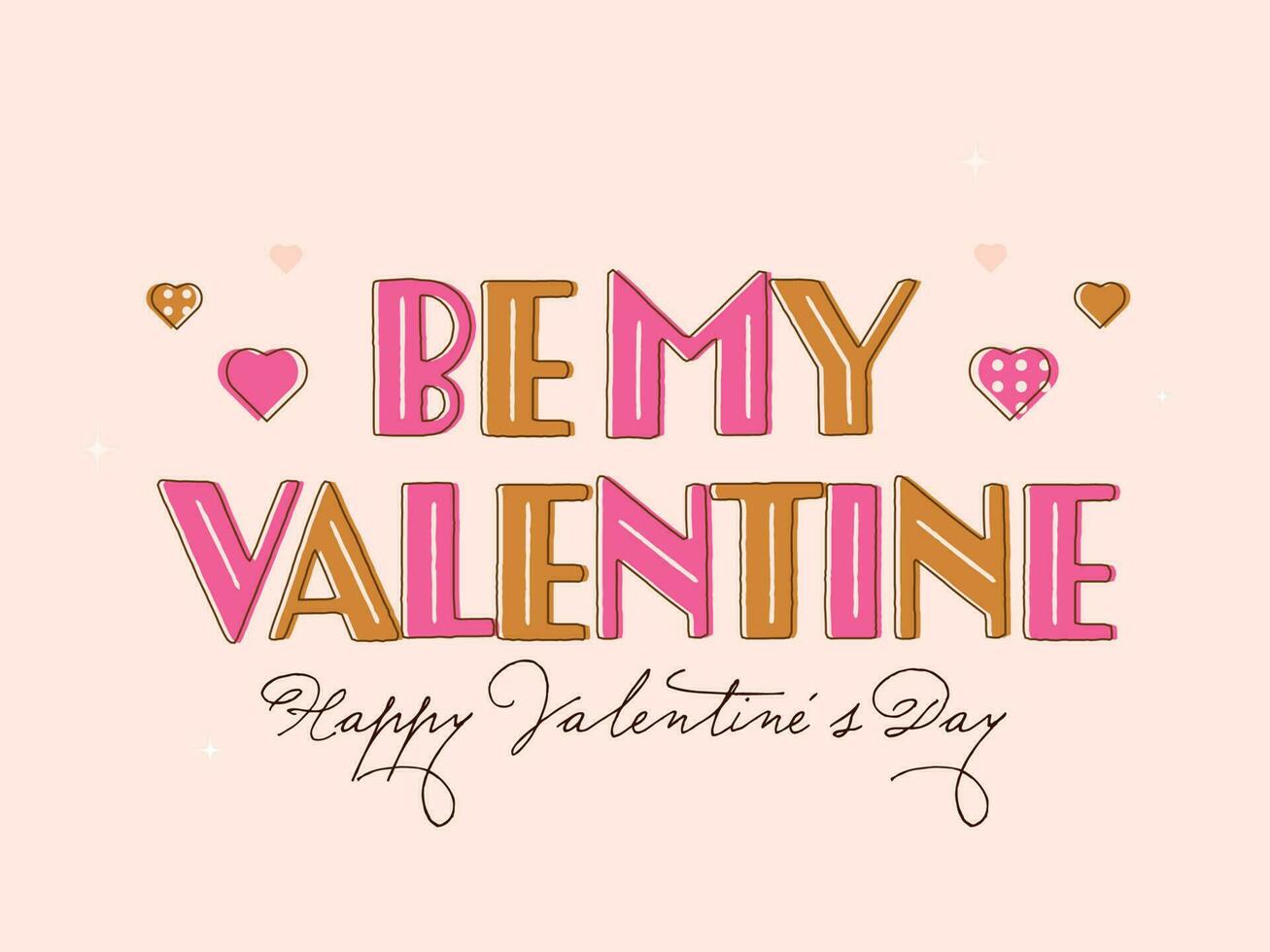 vara min valentine Citat med hjärtan på rosa bakgrund för Lycklig hjärtans dag begrepp. vektor