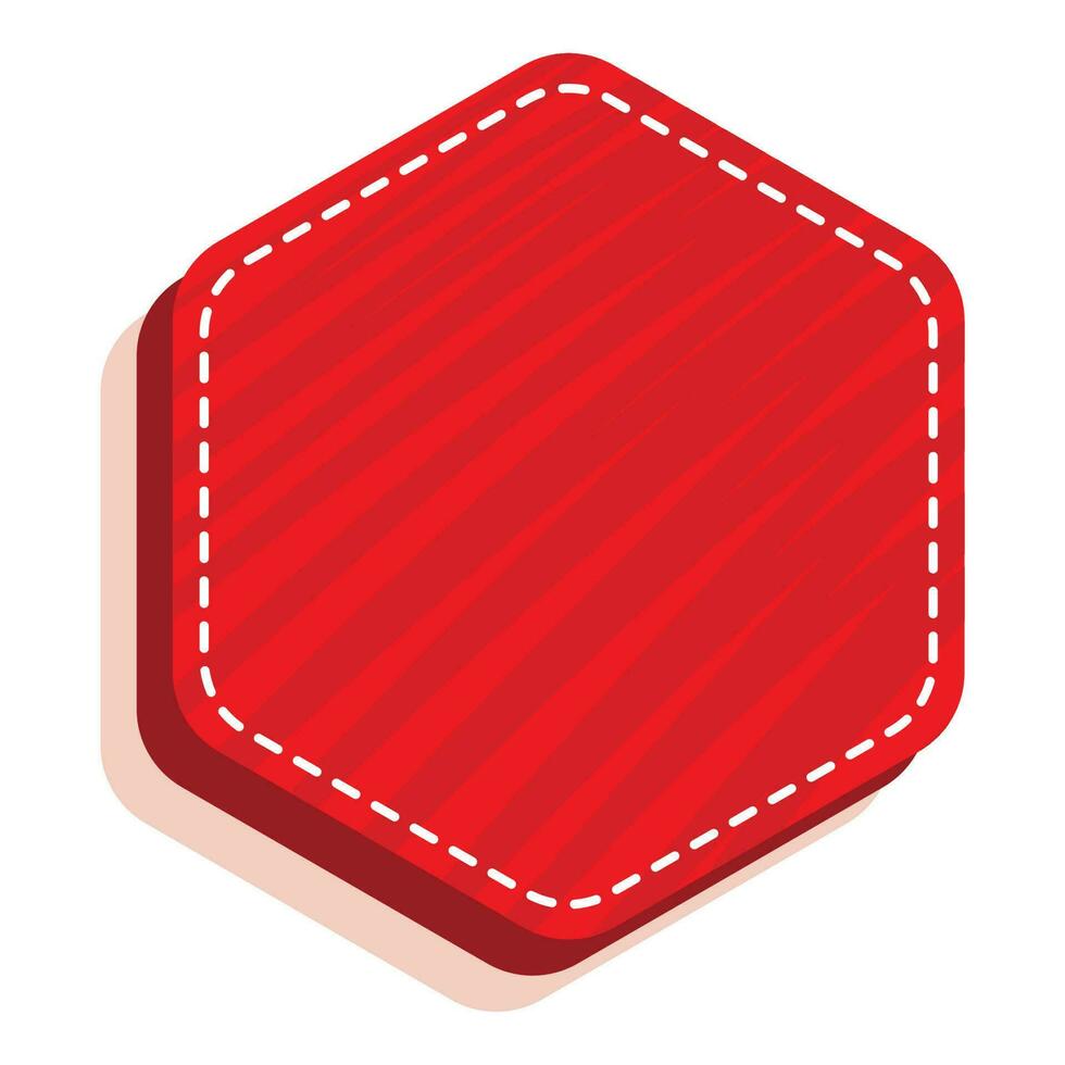 rot leer Hexagon Etikette oder Rahmen Element auf Weiß Hintergrund. vektor