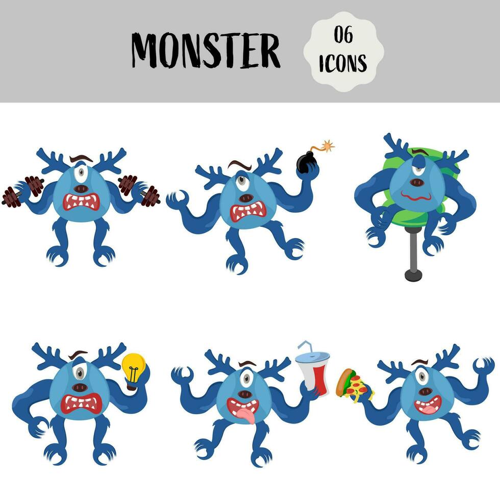 komisch Monster- Karikatur im anders Plattform. vektor