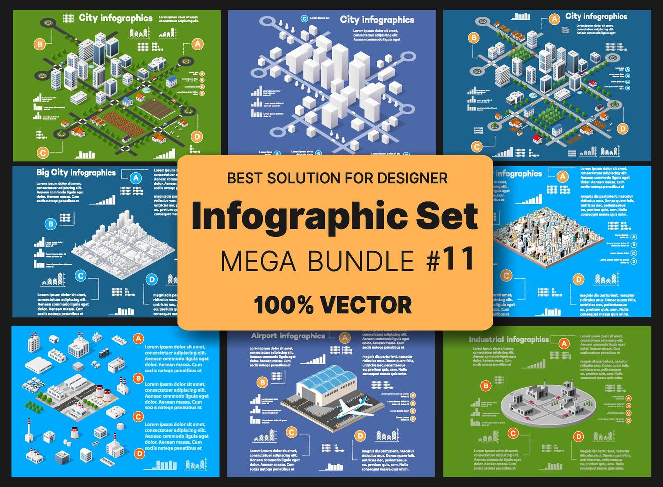 isometrische Menge Infografiken Konzept der Blöcke Modul von Bereichen des Hochbaus und Gestaltung der Perspektive Stadt der Gestaltung der städtischen Umwelt vektor