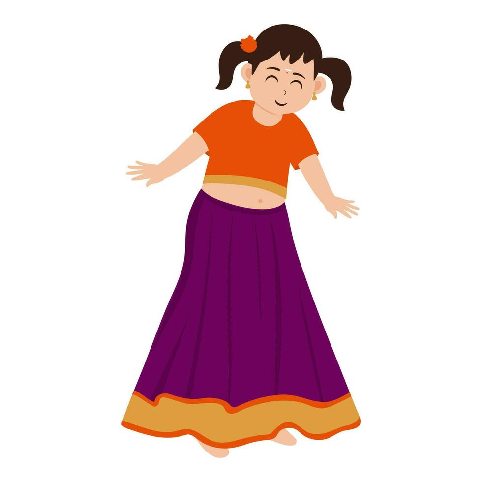 Charakter von Süd indisch Mädchen Stehen auf Weiß Hintergrund. vektor