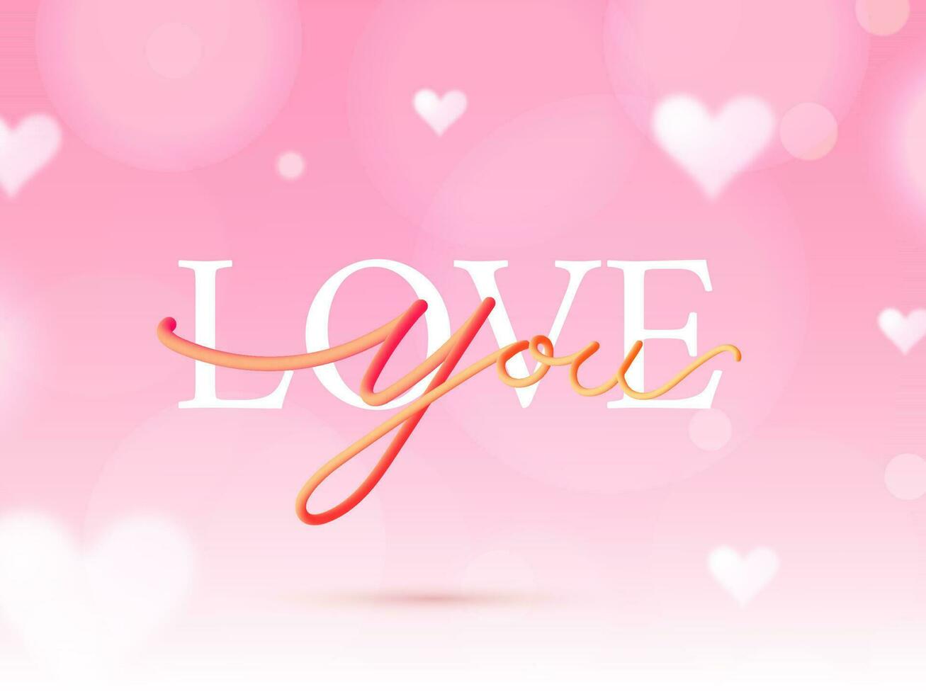 Liebe Schriftart Schriftart mit Herzen dekoriert auf glänzend Rosa Bokeh Hintergrund. vektor