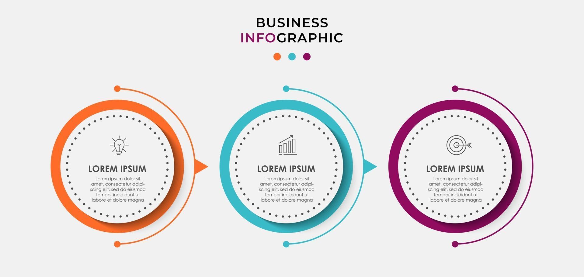 Infografiken Design-Vektor und Marketing-Symbole können für Workflow-Layout, Diagramm, Jahresbericht, Webdesign verwendet werden. Geschäftskonzept mit 3 Optionen, Schritten oder Prozessen. vektor