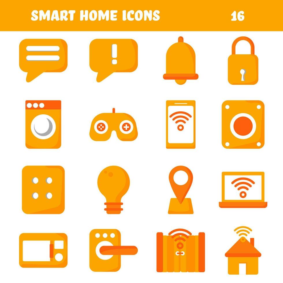 smart Hem ikon eller symbol uppsättning i orange och vit Färg. vektor