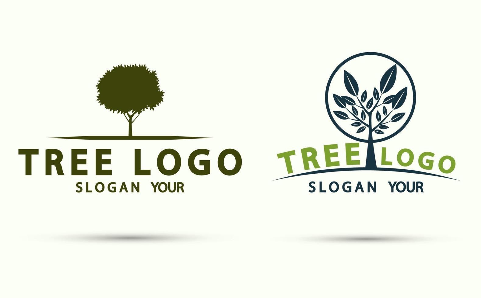 Baum Logo Holz Icon Set vektor