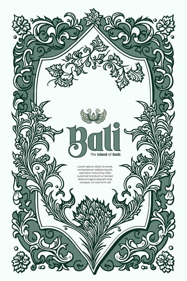 Luxus balinesisch Typografie mit Rand Dekoration Blume, abstrakt Rahmen Illustration vektor