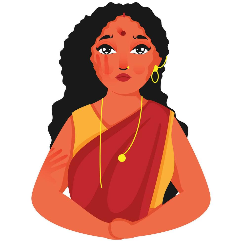 sorg hindu kvinna karaktär på vit bakgrund. vektor