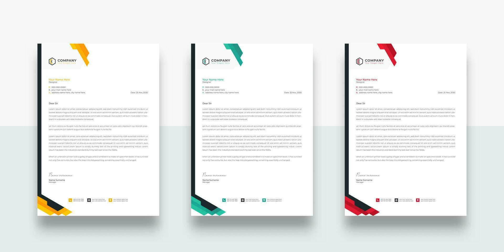 modern och kreativ företags- företag företag brev mall. med Färg variation kreativ brev mall. modern brev design mall för din projekt. vektor