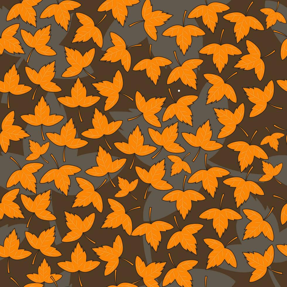sömlös lönn eller höst löv mönster bakgrund i orange och brun Färg. vektor
